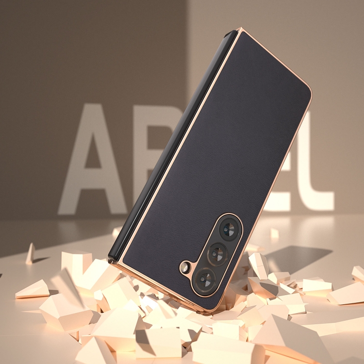 For Samsung Galaxy Z Fold5 Nano Electroplating Haze Texture PU Phone Case(Black) For Samsung Galaxy Z Fold5 Nano Electroplating Haze Texture PU Phone Case(Black)