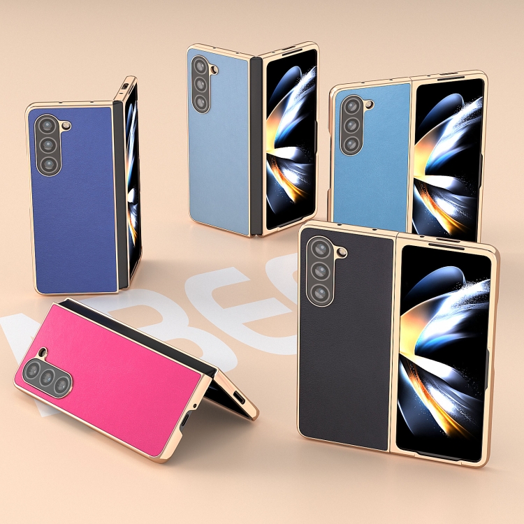 For Samsung Galaxy Z Fold5 Nano Electroplating Haze Texture PU Phone Case(Black) For Samsung Galaxy Z Fold5 Nano Electroplating Haze Texture PU Phone Case(Black)