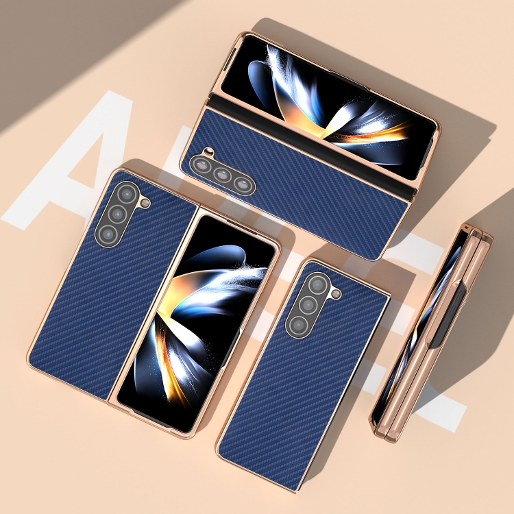 For Samsung Galaxy Z Fold5 Nano Electroplating Carbon Fiber Texture Phone Case(Navy Blue) For Samsung Galaxy Z Fold5 Nano Electroplating Carbon Fiber Texture Phone Case(Navy Blue)