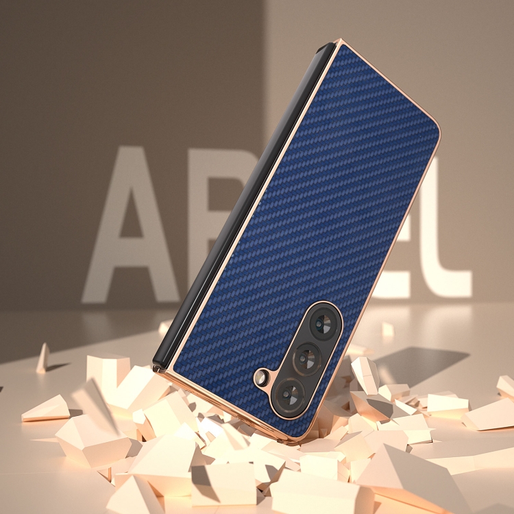 For Samsung Galaxy Z Fold5 Nano Electroplating Carbon Fiber Texture Phone Case(Navy Blue) For Samsung Galaxy Z Fold5 Nano Electroplating Carbon Fiber Texture Phone Case(Navy Blue)
