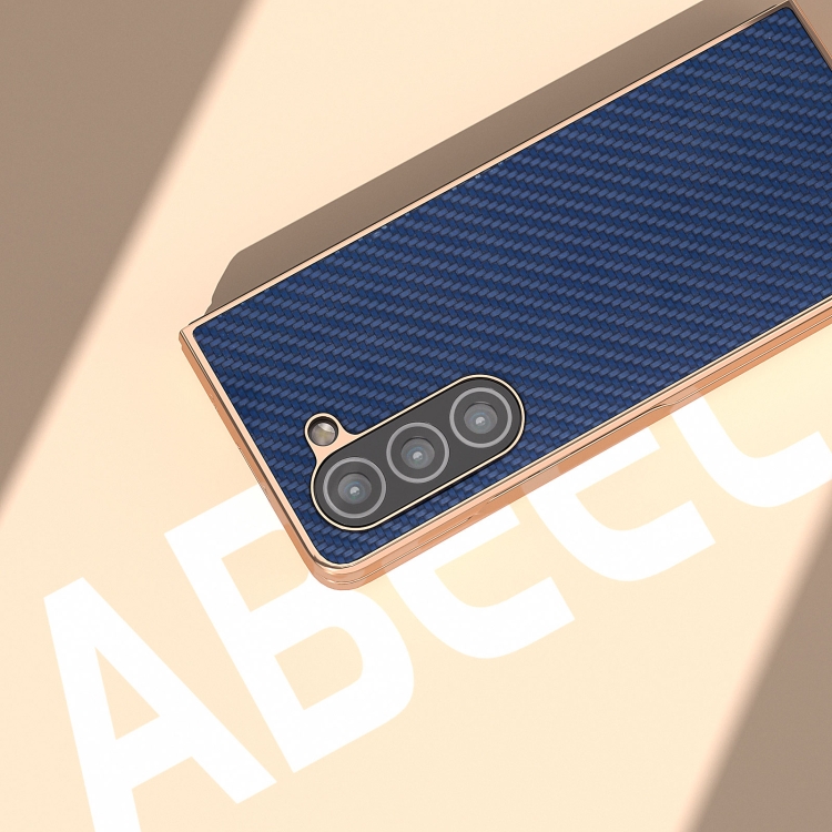 For Samsung Galaxy Z Fold5 Nano Electroplating Carbon Fiber Texture Phone Case(Navy Blue) For Samsung Galaxy Z Fold5 Nano Electroplating Carbon Fiber Texture Phone Case(Navy Blue)