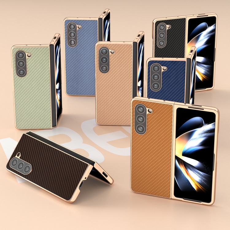 For Samsung Galaxy Z Fold5 Nano Electroplating Carbon Fiber Texture Phone Case(Navy Blue) For Samsung Galaxy Z Fold5 Nano Electroplating Carbon Fiber Texture Phone Case(Navy Blue)