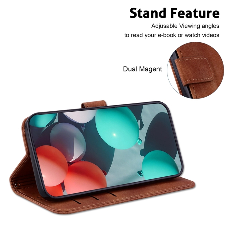 For Samsung Galaxy S24 Ultra 5G Seven-shaped Embossed Leather Phone Case(Brown) For Samsung Galaxy S24 Ultra 5G Seven-shaped Embossed Leather Phone Case(Brown)