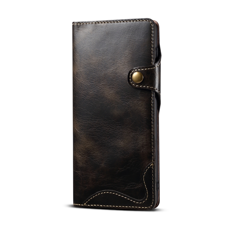 For Samsung Galaxy S23 FE 5G Denior Oil Wax Cowhide Magnetic Button Leather Phone Case(Black) For Samsung Galaxy S23 FE 5G Denior Oil Wax Cowhide Magnetic Button Leather Phone Case(Black)