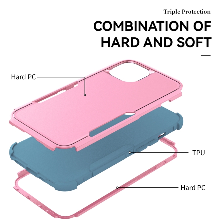 For iPhone 15 Plus Commuter Shockproof TPU + PC Phone Case(Pink+Grey Green) For iPhone 15 Plus Commuter Shockproof TPU + PC Phone Case(Pink+Grey Green)