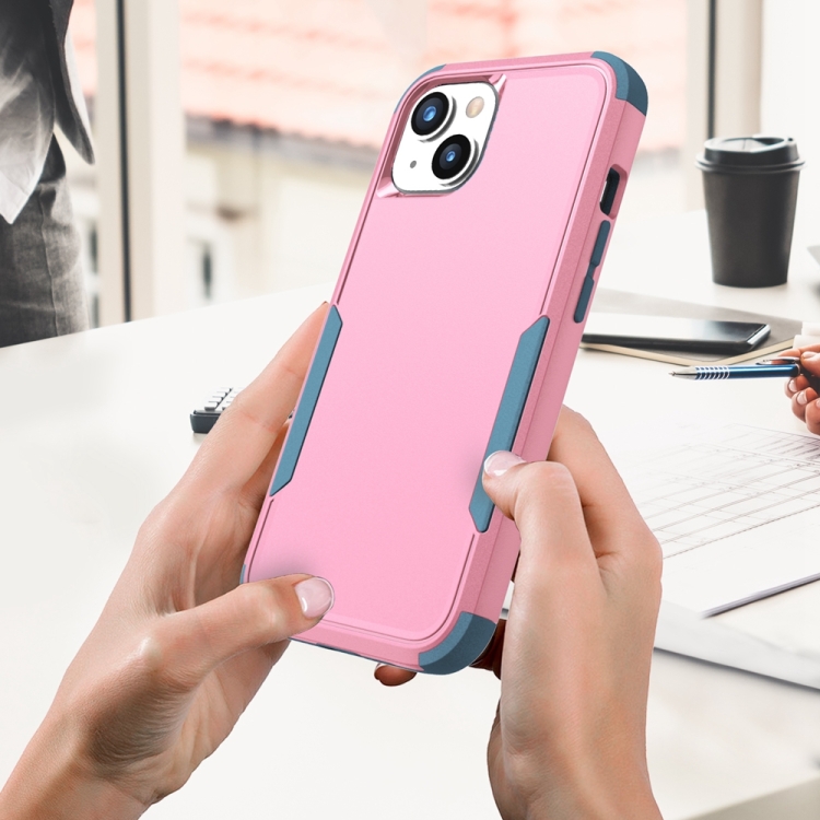 For iPhone 15 Plus Commuter Shockproof TPU + PC Phone Case(Pink+Grey Green) For iPhone 15 Plus Commuter Shockproof TPU + PC Phone Case(Pink+Grey Green)