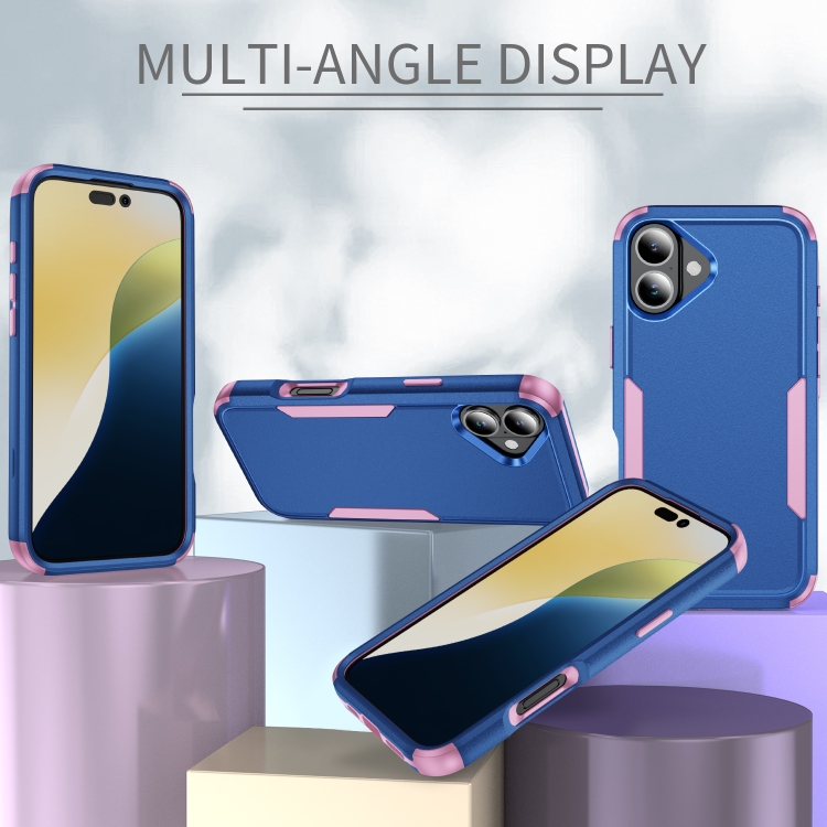 For iPhone 16 Plus Commuter Shockproof TPU + PC Phone Case(Royal Blue+Pink) For iPhone 16 Plus Commuter Shockproof TPU + PC Phone Case(Royal Blue+Pink)