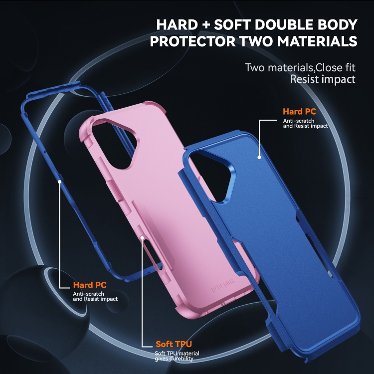 For iPhone 16 Plus Commuter Shockproof TPU + PC Phone Case(Royal Blue+Pink) For iPhone 16 Plus Commuter Shockproof TPU + PC Phone Case(Royal Blue+Pink)