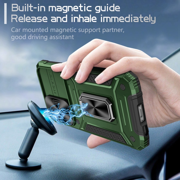 For Samsung Galaxy S23+ 5G Camshield Robot TPU Hybrid PC Phone Case(Green)