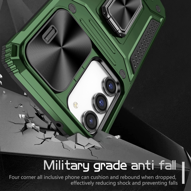For Samsung Galaxy S23+ 5G Camshield Robot TPU Hybrid PC Phone Case(Green)