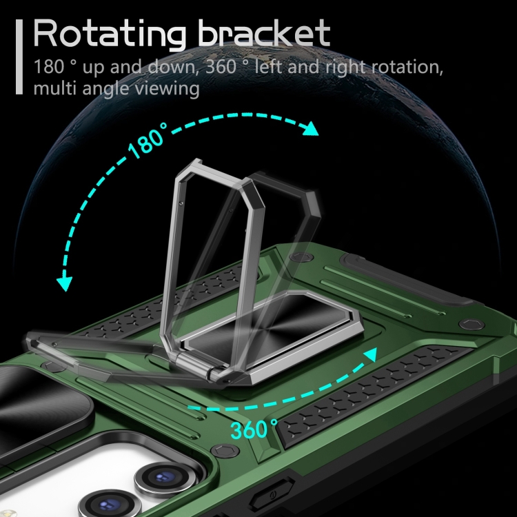 For Samsung Galaxy S23+ 5G Camshield Robot TPU Hybrid PC Phone Case(Green)