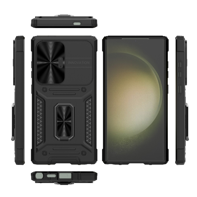 For Samsung Galaxy S24 Ultra 5G Camshield Robot TPU Hybrid PC Phone Case(Black) For Samsung Galaxy S24 Ultra 5G Camshield Robot TPU Hybrid PC Phone Case(Black)
