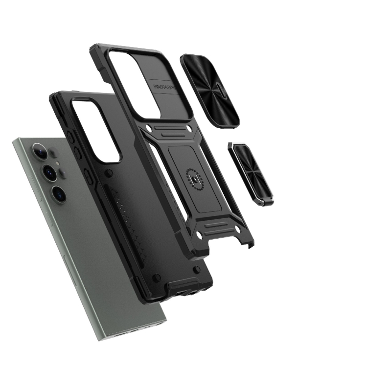 For Samsung Galaxy S24 Ultra 5G Camshield Robot TPU Hybrid PC Phone Case(Black) For Samsung Galaxy S24 Ultra 5G Camshield Robot TPU Hybrid PC Phone Case(Black)