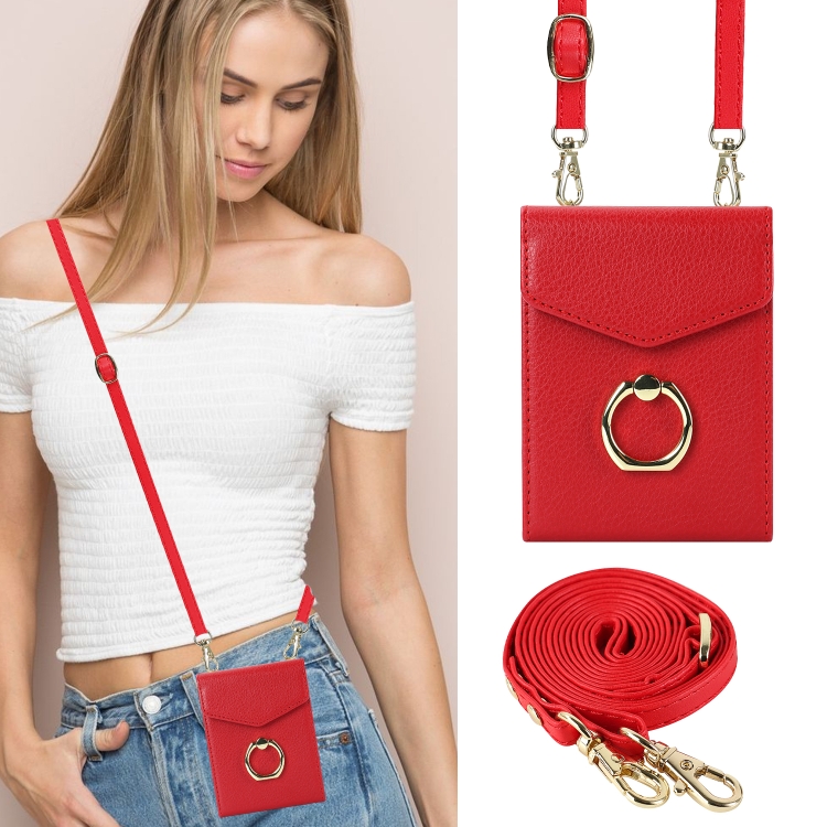 For Samsung Galaxy Z Flip4 Litchi Texture RFID Card Slot Phone Case with Ring Holder(Red) For Samsung Galaxy Z Flip4 Litchi Texture RFID Card Slot Phone Case with Ring Holder(Red)