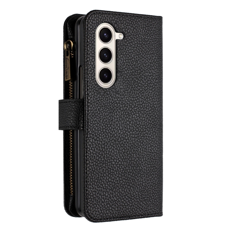 For Samsung Galaxy Z Fold5 Litchi Texture Zipper Wallet Leather Phone Case(Black) For Samsung Galaxy Z Fold5 Litchi Texture Zipper Wallet Leather Phone Case(Black)