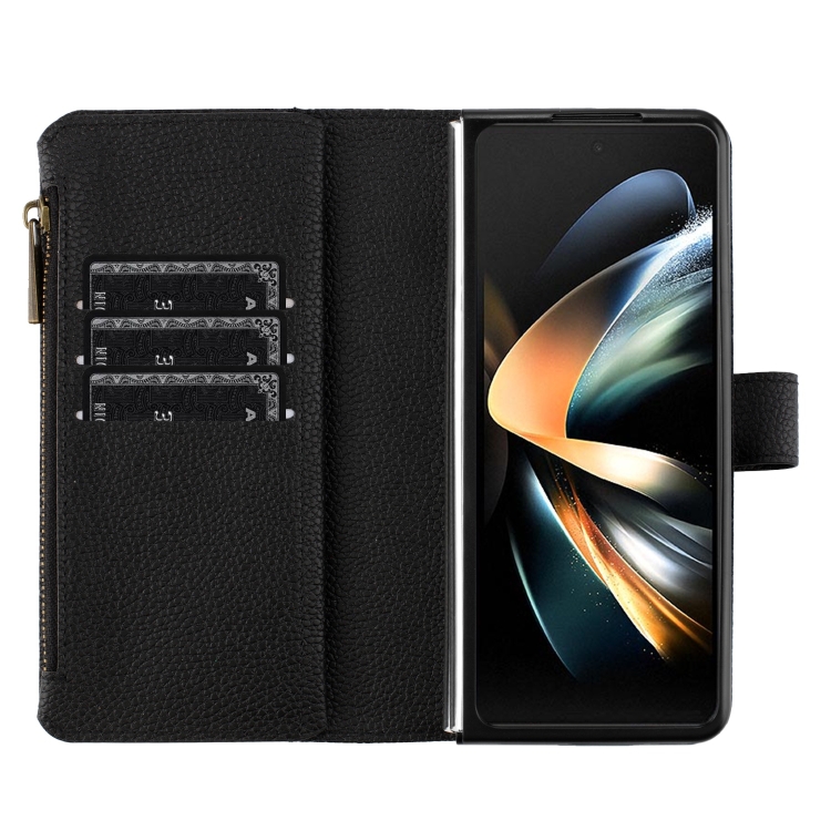 For Samsung Galaxy Z Fold5 Litchi Texture Zipper Wallet Leather Phone Case(Black) For Samsung Galaxy Z Fold5 Litchi Texture Zipper Wallet Leather Phone Case(Black)