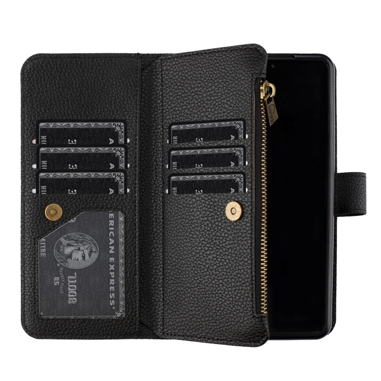 For Samsung Galaxy Z Fold5 Litchi Texture Zipper Wallet Leather Phone Case(Black) For Samsung Galaxy Z Fold5 Litchi Texture Zipper Wallet Leather Phone Case(Black)