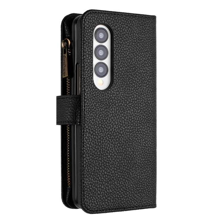 For Samsung Galaxy Z Fold4 Litchi Texture Zipper Wallet Leather Phone Case(Black) For Samsung Galaxy Z Fold4 Litchi Texture Zipper Wallet Leather Phone Case(Black)