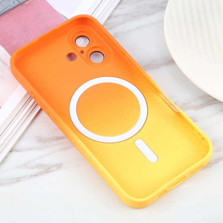 For iPhone 16 Liquid TPU Silicone Gradient MagSafe Phone Case(Orange Yellow) For iPhone 16 Liquid TPU Silicone Gradient MagSafe Phone Case(Orange Yellow)