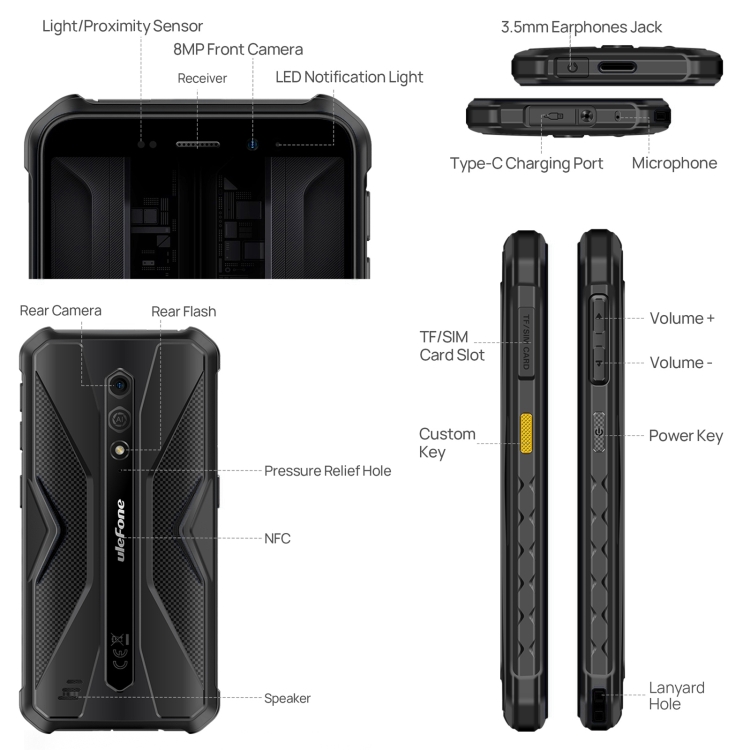 [Kho HK] Ulefone Armor X12 Pro, 4GB+64GB, Điện thoại chắc chắn IP68/IP69K, 5,45 inch Android 13 MediaTek Helio G36 Octa Core, Mạng: 4G, NFC(Tất cả màu đen) - 3