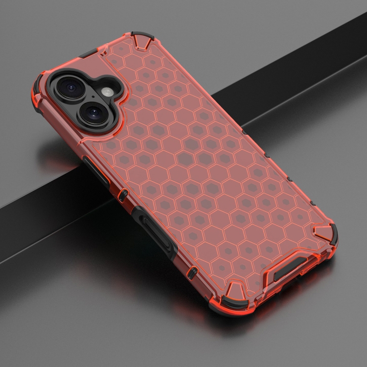 For iPhone 16 Honeycomb Shockproof Phone Case(Red) For iPhone 16 Honeycomb Shockproof Phone Case(Red)