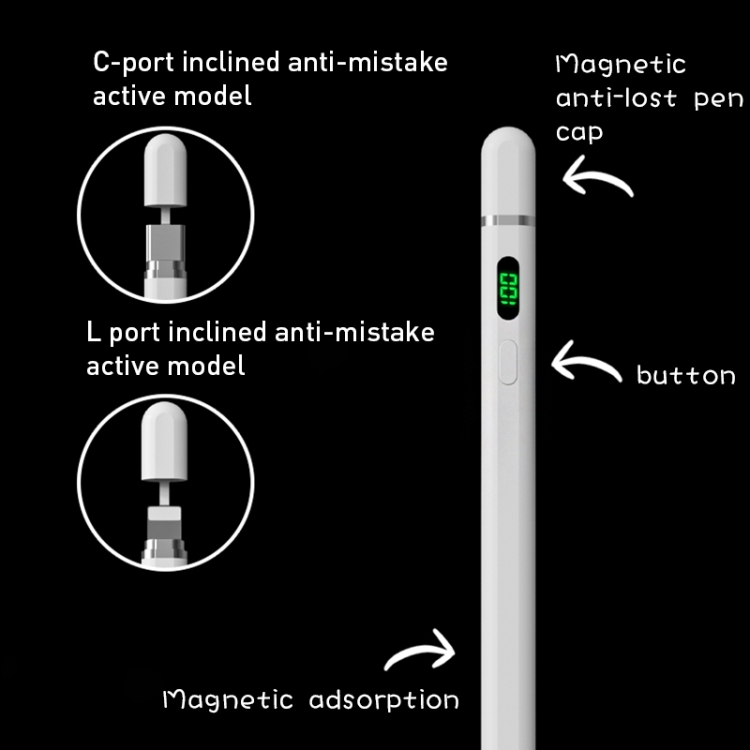 WIWU Tilt Anti-mistouch Touch Active Capacitive Stylus Pen, Interface:8 Pin(White) WIWU Tilt Anti-mistouch Touch Active Capacitive Stylus Pen, Interface:8 Pin(White)