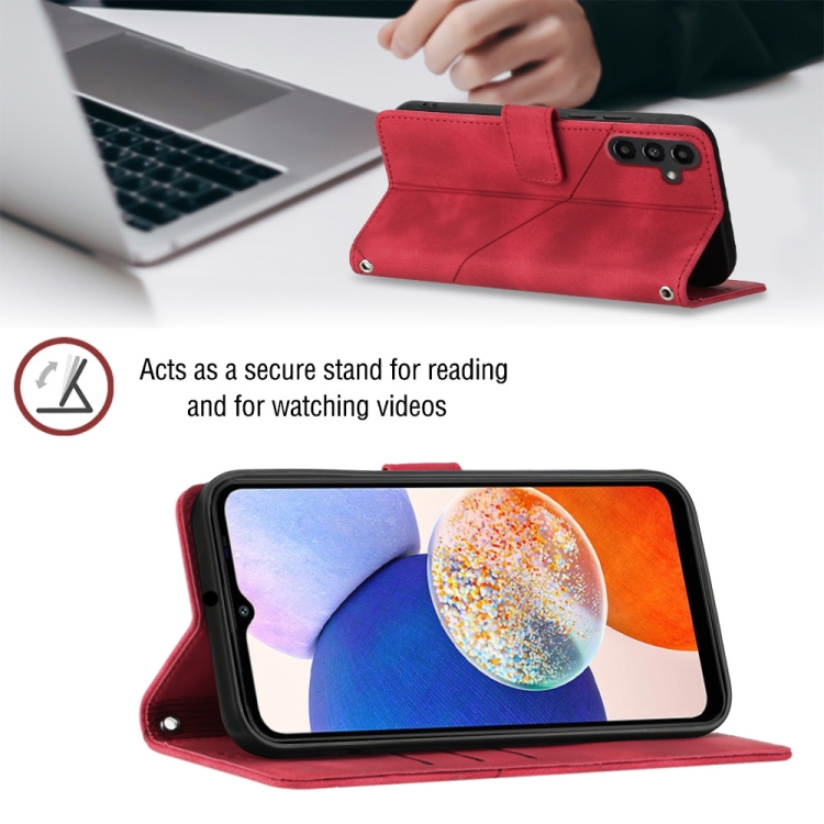 For Samsung Galaxy S23 FE 5G Skin-feel Embossed Leather Phone Case(Red) For Samsung Galaxy S23 FE 5G Skin-feel Embossed Leather Phone Case(Red)