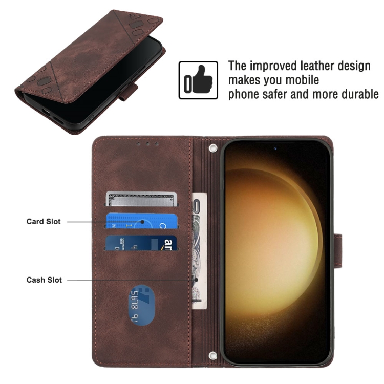 For Samsung Galaxy S24 5G Skin-feel Embossed Leather Phone Case(Brown) For Samsung Galaxy S24 5G Skin-feel Embossed Leather Phone Case(Brown)