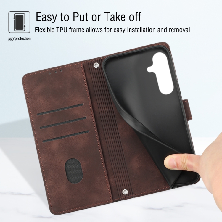 For Samsung Galaxy S24 5G Skin-feel Embossed Leather Phone Case(Brown) For Samsung Galaxy S24 5G Skin-feel Embossed Leather Phone Case(Brown)