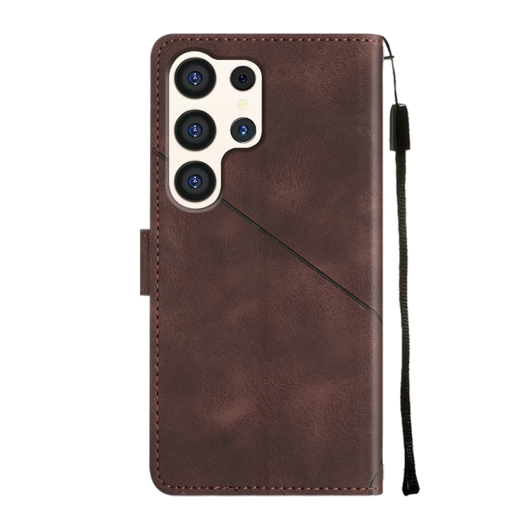 For Samsung Galaxy S24 Ultra 5G Skin-feel Embossed Leather Phone Case(Brown) For Samsung Galaxy S24 Ultra 5G Skin-feel Embossed Leather Phone Case(Brown)