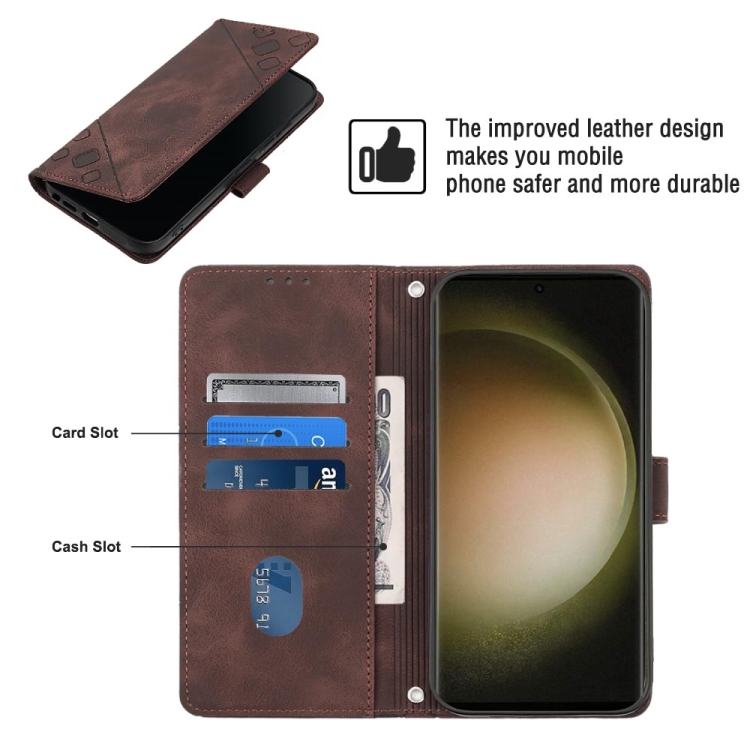 For Samsung Galaxy S24 Ultra 5G Skin-feel Embossed Leather Phone Case(Brown) For Samsung Galaxy S24 Ultra 5G Skin-feel Embossed Leather Phone Case(Brown)