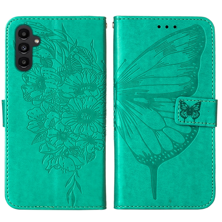 For Samsung Galaxy S23 FE 5G Embossed Butterfly Leather Phone Case(Green)