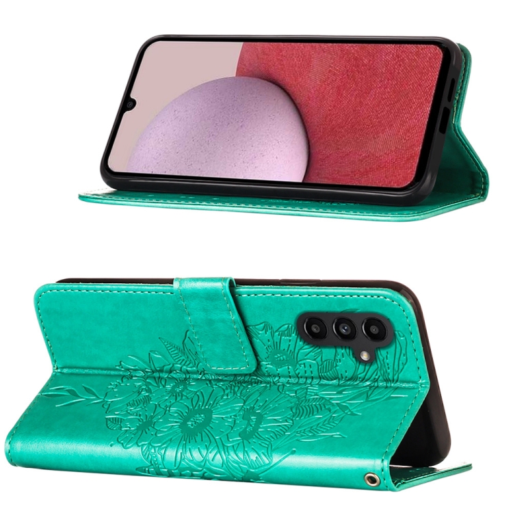 For Samsung Galaxy S23 FE 5G Embossed Butterfly Leather Phone Case(Green)