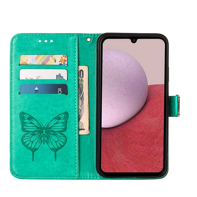 For Samsung Galaxy S23 FE 5G Embossed Butterfly Leather Phone Case(Green)
