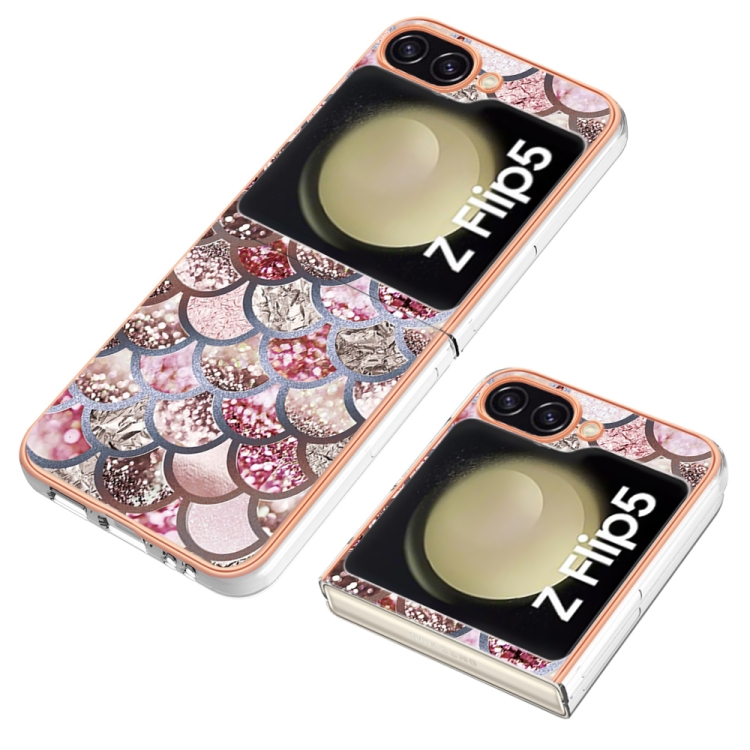 For Samsung Galaxy Z Flip5 Electroplating IMD TPU Phone Case(Pink Scales) For Samsung Galaxy Z Flip5 Electroplating IMD TPU Phone Case(Pink Scales)