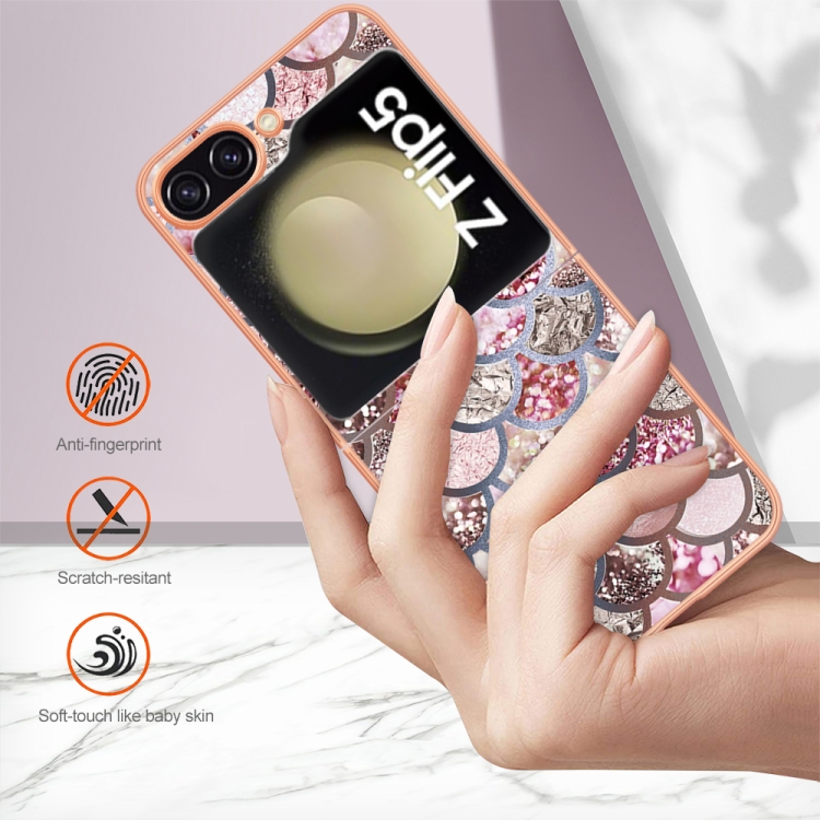 For Samsung Galaxy Z Flip5 Electroplating IMD TPU Phone Case(Pink Scales) For Samsung Galaxy Z Flip5 Electroplating IMD TPU Phone Case(Pink Scales)