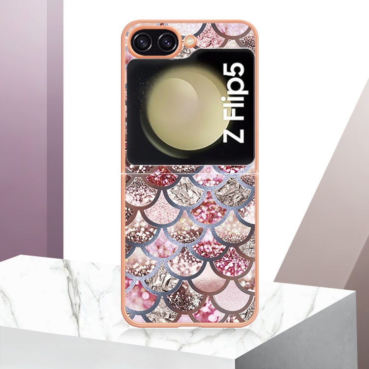 For Samsung Galaxy Z Flip5 Electroplating IMD TPU Phone Case(Pink Scales) For Samsung Galaxy Z Flip5 Electroplating IMD TPU Phone Case(Pink Scales)