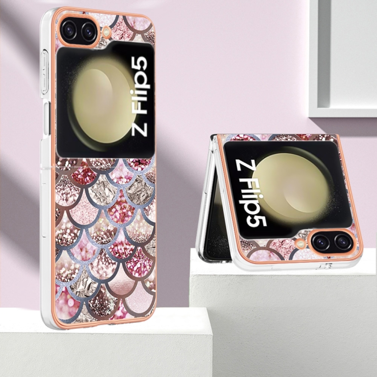 For Samsung Galaxy Z Flip5 Electroplating IMD TPU Phone Case(Pink Scales) For Samsung Galaxy Z Flip5 Electroplating IMD TPU Phone Case(Pink Scales)