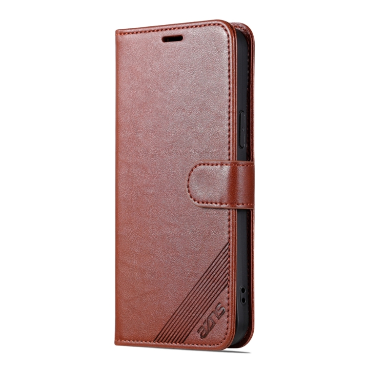 For iPhone 15 Plus AZNS Sheepskin Texture Flip Leather Phone Case(Brown) For iPhone 15 Plus AZNS Sheepskin Texture Flip Leather Phone Case(Brown)