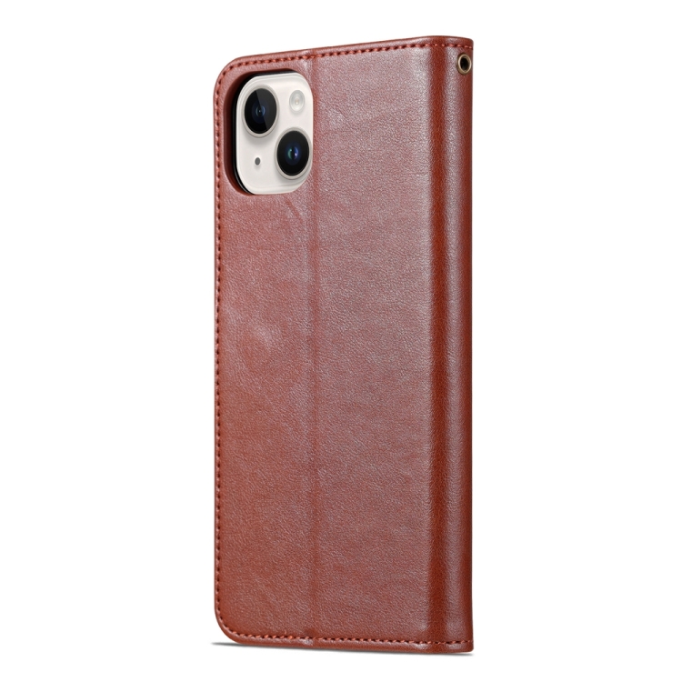 For iPhone 15 Plus AZNS Sheepskin Texture Flip Leather Phone Case(Brown) For iPhone 15 Plus AZNS Sheepskin Texture Flip Leather Phone Case(Brown)
