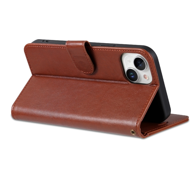 For iPhone 15 Plus AZNS Sheepskin Texture Flip Leather Phone Case(Brown) For iPhone 15 Plus AZNS Sheepskin Texture Flip Leather Phone Case(Brown)