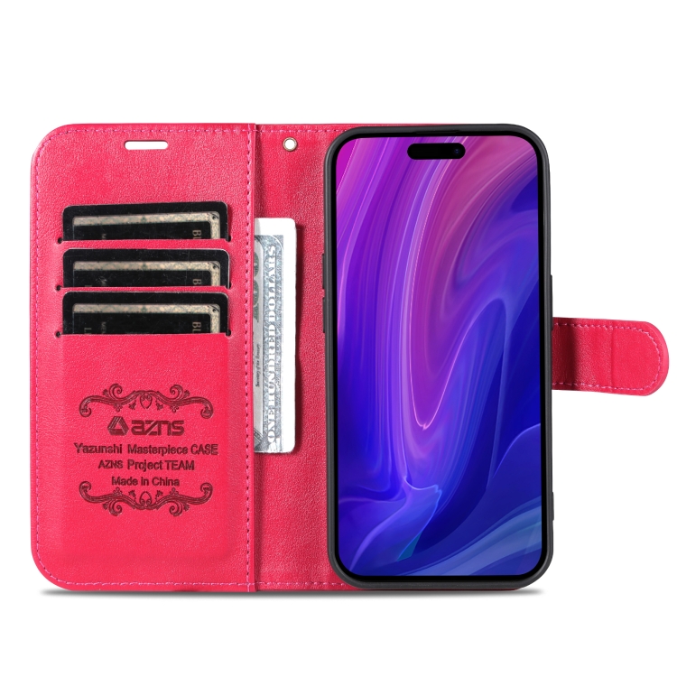 For iPhone 16 Pro AZNS Sheepskin Texture Flip Leather Phone Case(Red)