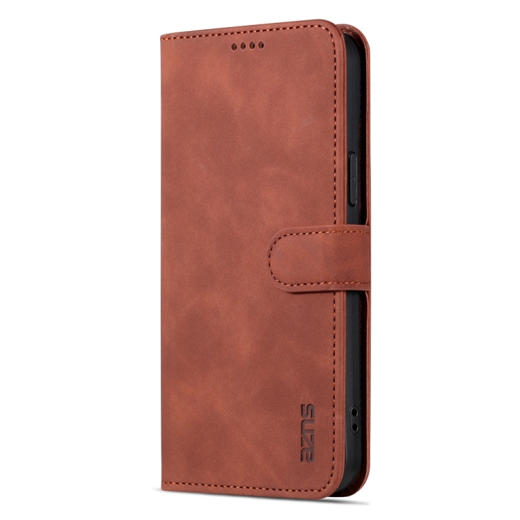 For iPhone 15 Plus AZNS Skin Feel Calf Texture Flip Leather Phone Case(Brown)