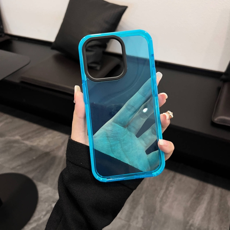 For iPhone 13 2 in 1 Fluorescent Transparent TPU Phone Case(Blue) For iPhone 13 2 in 1 Fluorescent Transparent TPU Phone Case(Blue)