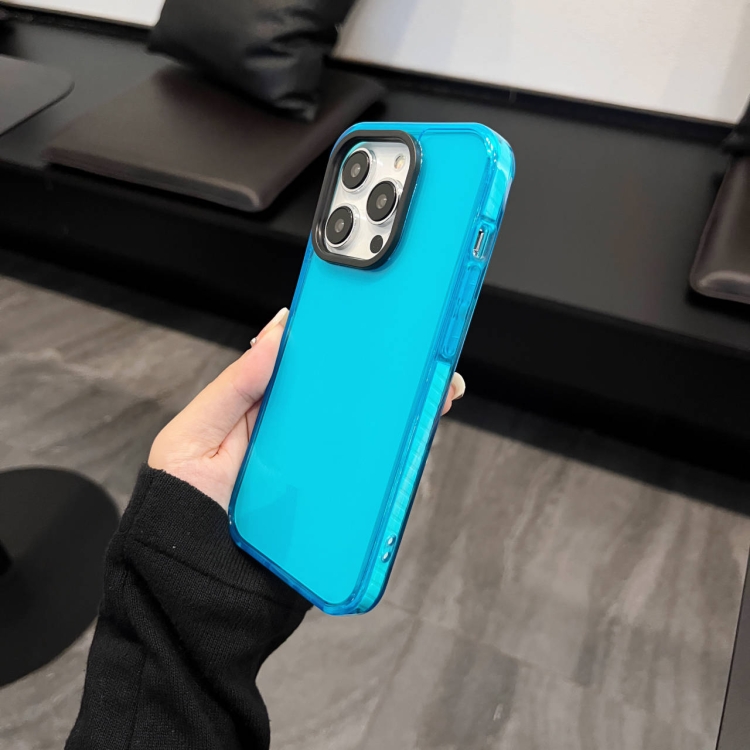 For iPhone 13 2 in 1 Fluorescent Transparent TPU Phone Case(Blue) For iPhone 13 2 in 1 Fluorescent Transparent TPU Phone Case(Blue)