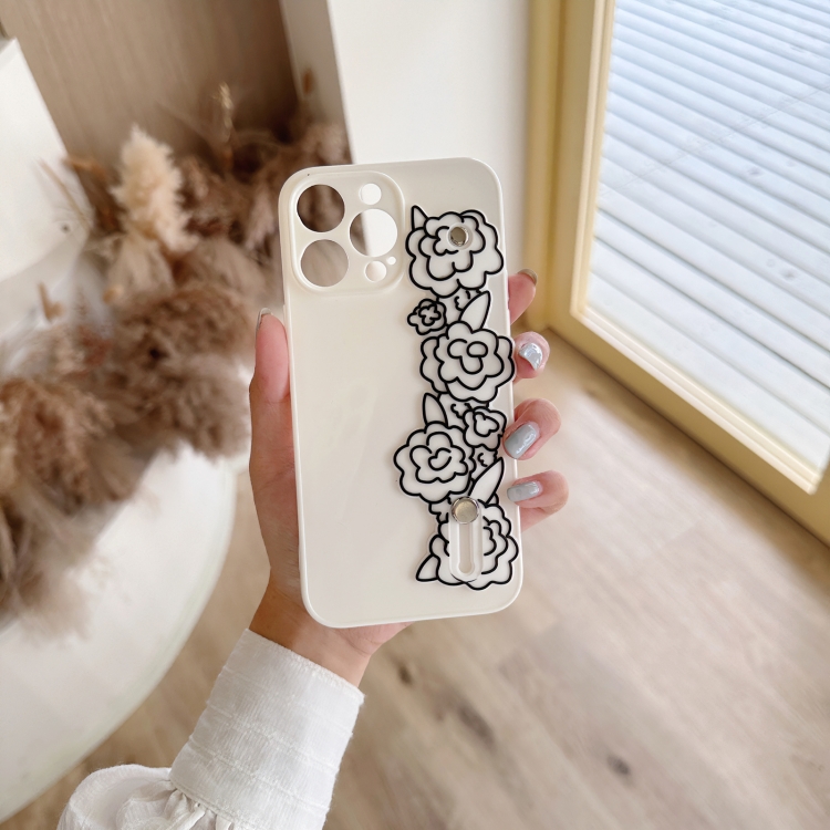For iPhone 14 Pro Max Wristband Holder Phone Case(Flower) For iPhone 14 Pro Max Wristband Holder Phone Case(Flower)