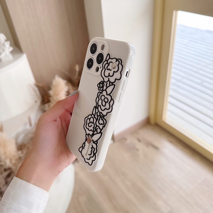 For iPhone 14 Pro Max Wristband Holder Phone Case(Flower) For iPhone 14 Pro Max Wristband Holder Phone Case(Flower)