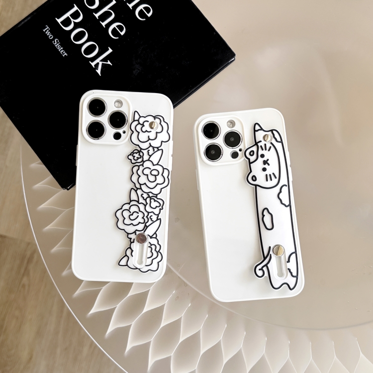 For iPhone 14 Wristband Holder Phone Case(Cat) For iPhone 14 Wristband Holder Phone Case(Cat)