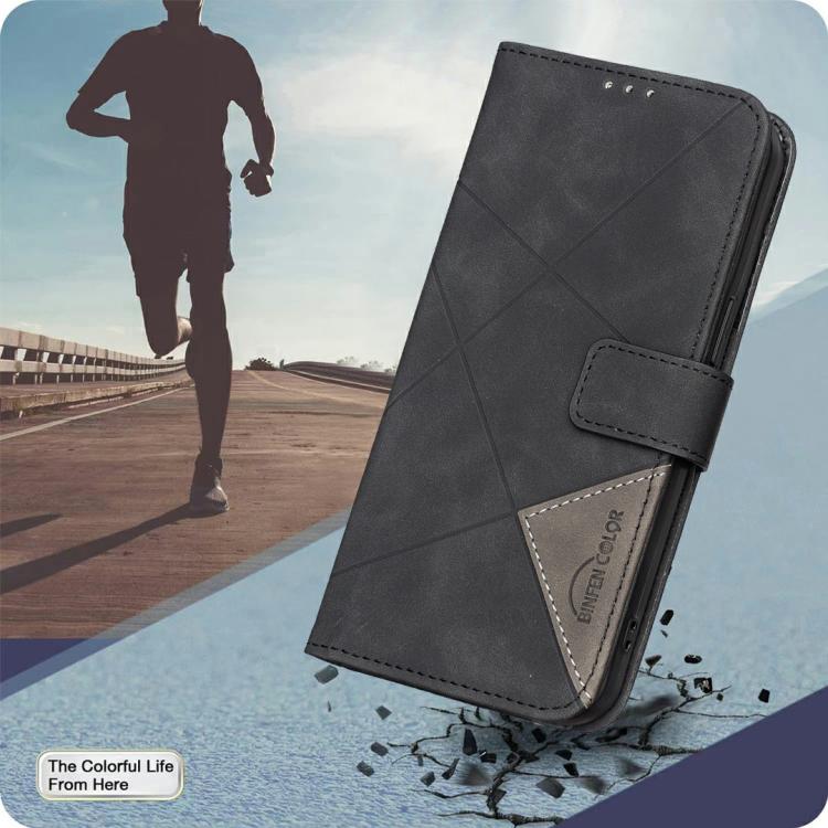 For OPPO Reno14 F 5G Magnetic Buckle Rhombus Texture Leather Phone Case(Black)