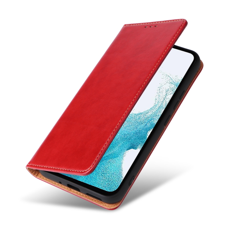 For Samsung Galaxy S23 FE 5G Fierre Shann PU Genuine Leather Texture Leather Phone Case(Red)